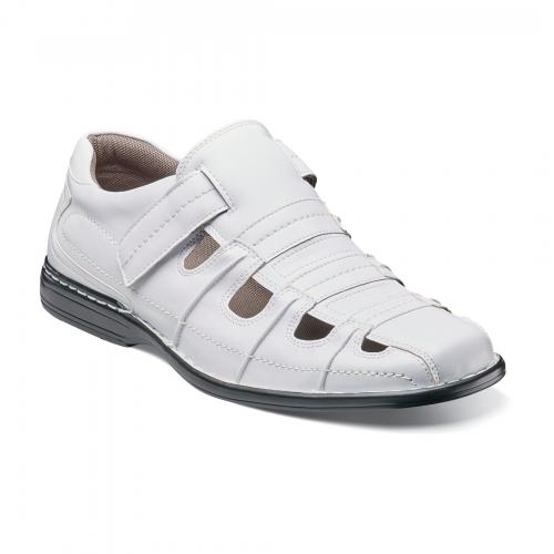 Stacy Adams "Belmar" White Faux Leather Sandals 24960